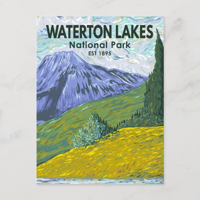 Waterton Sjöar nationalpark Canada Travel Vintage Vykort (Framsida)