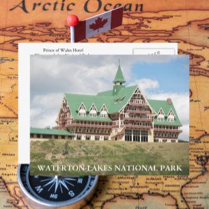 Waterton Sjöar nationalpark Hotel Travel Vykort