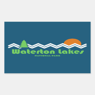 Waterton Sjöar nationalpark Retro Rektangulärt Klistermärke