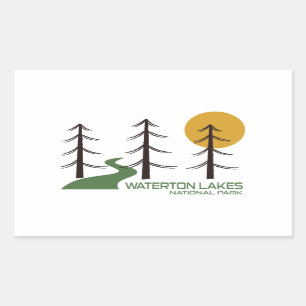 Waterton Sjöar nationalparksspår Rektangulärt Klistermärke