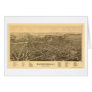 Watertown, NY Panorama-karta - 1891 Hälsningskort