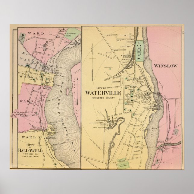 Waterville, Kennebec Co Poster (Framsidan)