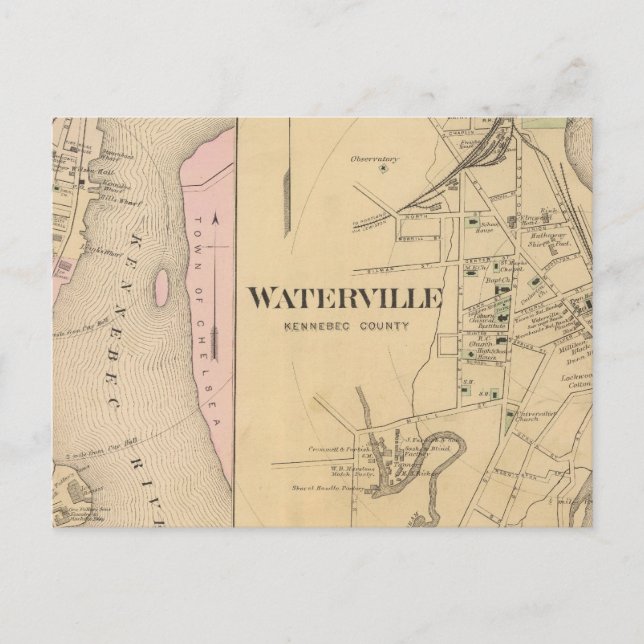 Waterville, Kennebec County Vykort (Framsida)
