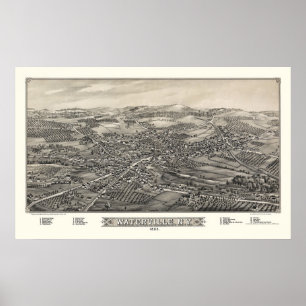 Waterville panorama- karta för NY - 1885 Poster