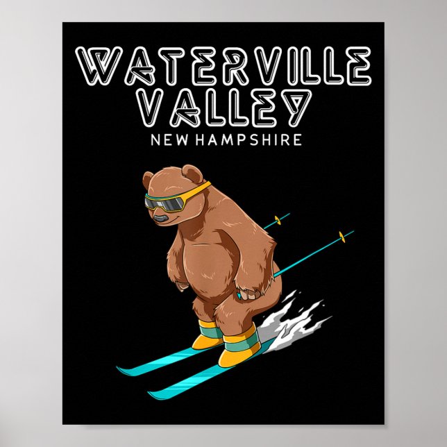 Waterville Valley New Hampshire - Funny Ski Grizzl Poster (Framsidan)