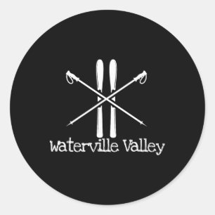 Waterville Valley Rustic Skidor Skidstänger Skidor Runt Klistermärke