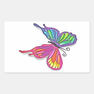 Watery Butterfly Rektangulärt Klistermärke