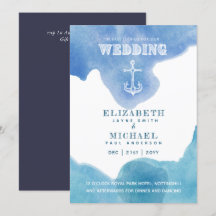 Watery Nautical Sailing Destination Wedding Inbjud