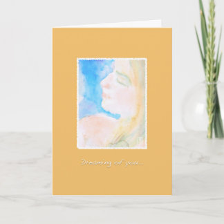 Watery Watercolor Woman Thinking of You Kort