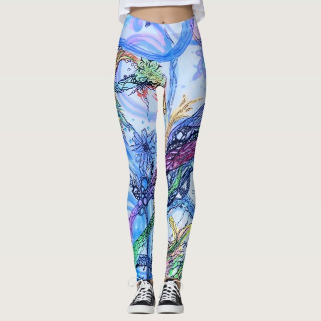 Watery Wonderscape Leggings (Framsida)