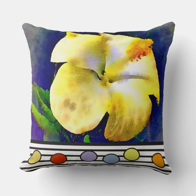 WateryYellow Hibiscus Kudde (Framsida)