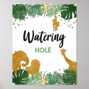 Wating Hål Safari Vilda djur Guld födelsedag Poster