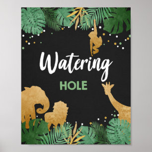 Wating Hål Safari Vilda djur Guld födelsedag Poster