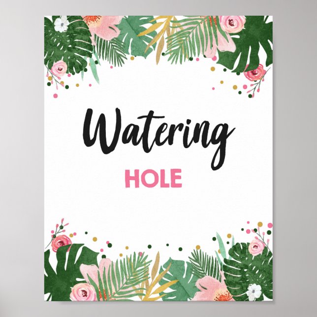 Wating Hål Tropical Safari Girl Birthday Sign Poster (Framsidan)