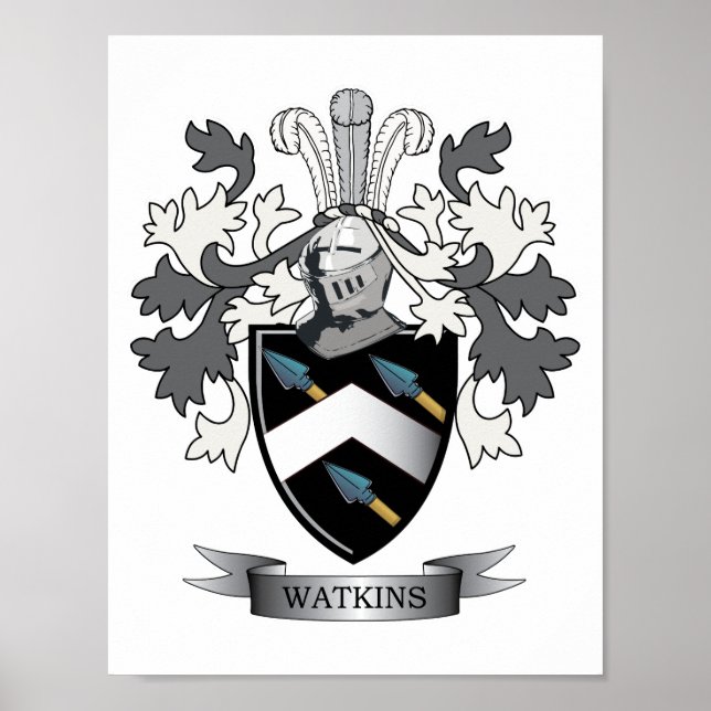 Watkins Family Crest Jackar om Arm Poster (Framsidan)