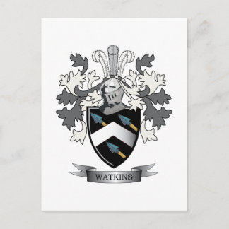 Watkins Family Crest Jackar om Arm Vykort