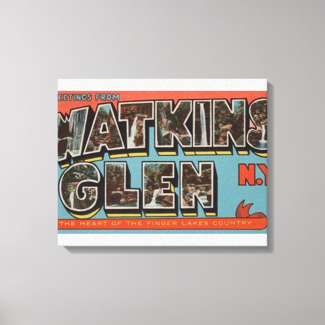 Watkins Glen, New York - Large Brev Scenes Canvastryck (Framsida)