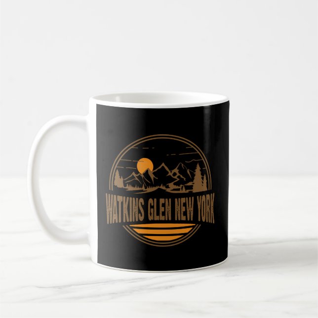 Watkins Glen New York Mountain Print Kaffemugg (Vänster)