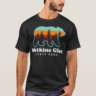 Watkins Glen State Park Hiking New York Retro Bear T Shirt