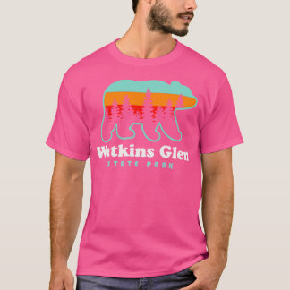 Watkins Glen State Park Hiking New York Retro Bear T Shirt