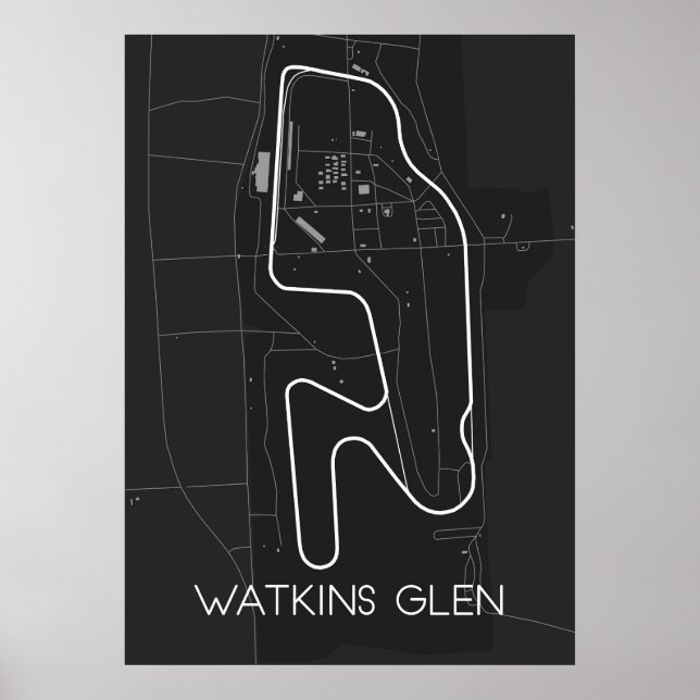 Watkins Glen Track Karta Poster (Framsidan)