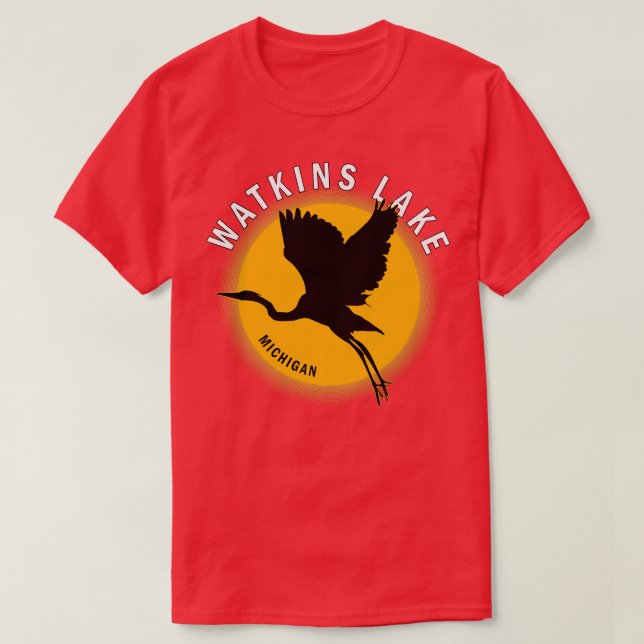 Watkins Sjö i Michigan Heron Sunrise T Shirt (Design framsida)