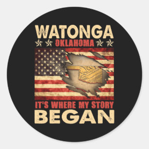 Watonga Oklahoma USA flagga 4 juli Runt Klistermärke