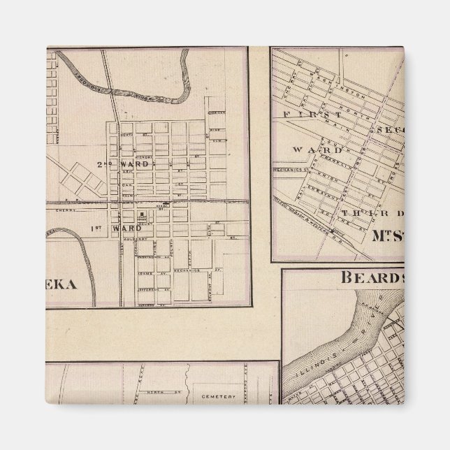 Watseka, Paris, Mt Sterling, Beardstown och Arcola Magnet (Framsidan)