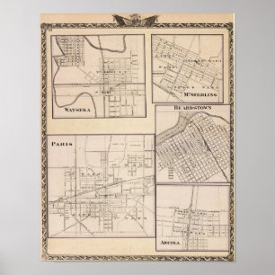 Watseka, Paris, Mt Sterling, Beardstown och Arcola Poster
