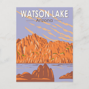Watson Lake Arizona Resor Konst Vintage Vykort