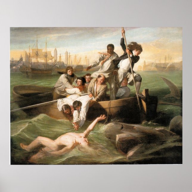 Watson och Shark, av John Singleton Copley Poster (Framsidan)
