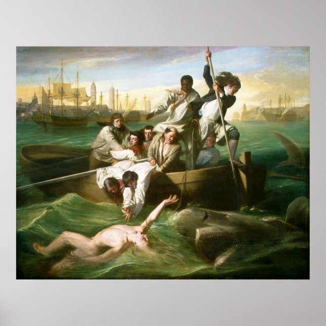 Watson och Shark av John Singleton Copley Poster (Framsidan)