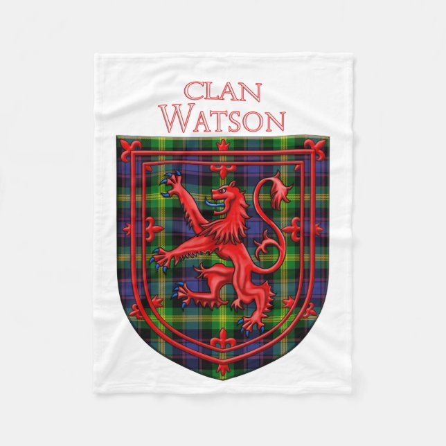 Watson Tartan Skotsk Randig Lejon Uppgående Fleecefilt (Framsidan)