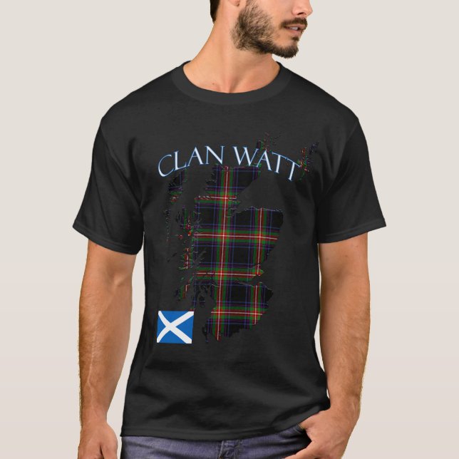 Watt Scottish Klan Tartan Scotland T Shirt (Framsida)