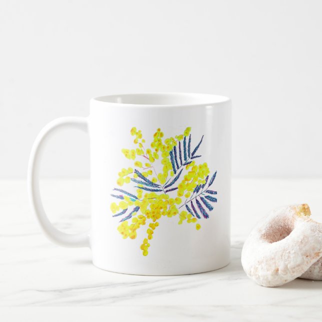 Wattle Mimosa gult blomart Australien Kaffemugg (Med munk)