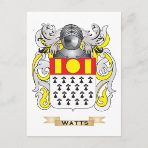 Watts Family Crest (Jackande av Arm) Vykort
