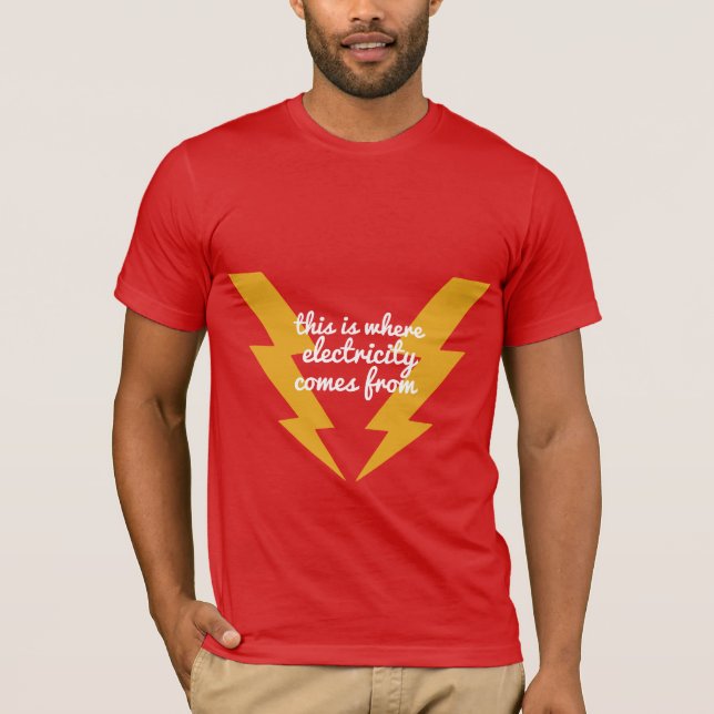 Watt's Up? Blixt Shirt, Thunderbolt Humor T Shirt (Framsida)