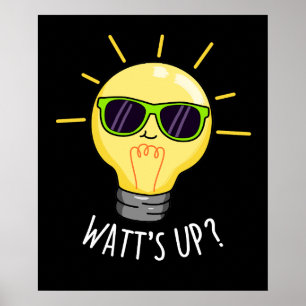Watts Up Light Bulb Pun Mörk BG Poster