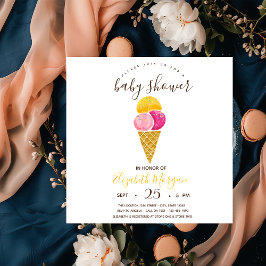 Watwecolor Glasskrem, Ränder Baby Shower Inbjudningar