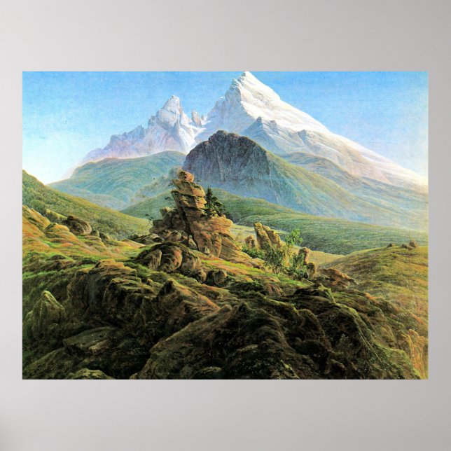 Watzmann, bra konst av Caspar David Friedrich Poster (Framsidan)