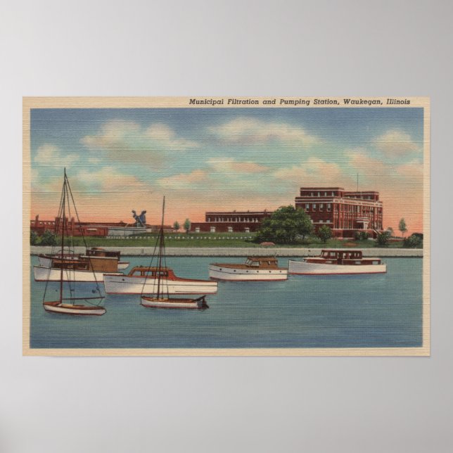 Waukegan, IL - View Municipal Pumping Station Poster (Framsidan)