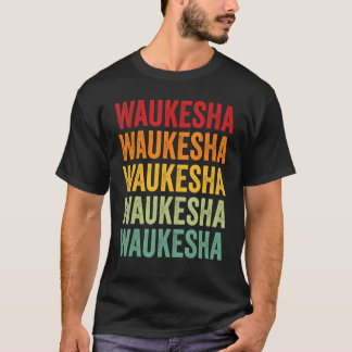 Waukesha County Wisconsin Rainbow Text Design T Shirt
