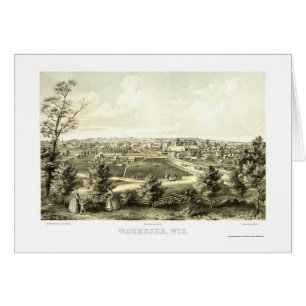 Waukesha panorama- karta för WI - 1857 Hälsningskort