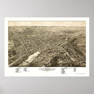 Waukesha panorama- karta för WI - 1880 Poster