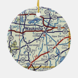 Waukesha Vintage Karta Julgransprydnad Keramik