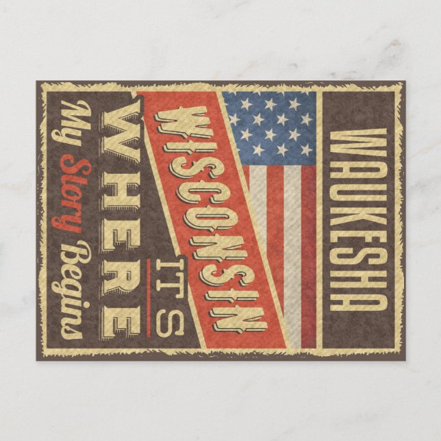 Waukesha Wisconsin Vykort (Framsida)
