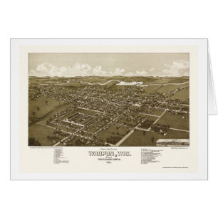 Waupun panorama- karta för WI - 1885 Hälsningskort
