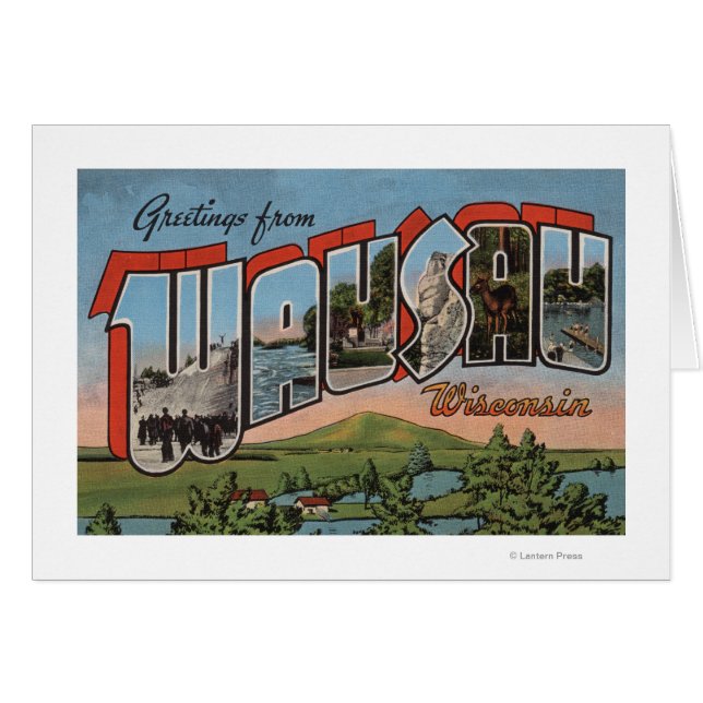 Wausau, Wisconsin - Stora Brev Scenes Hälsningskort (Framsidan Horizontal)