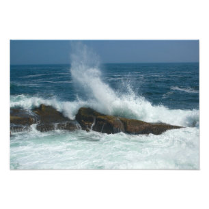 Wave action vid Pemaquid Point, Maine Fototryck