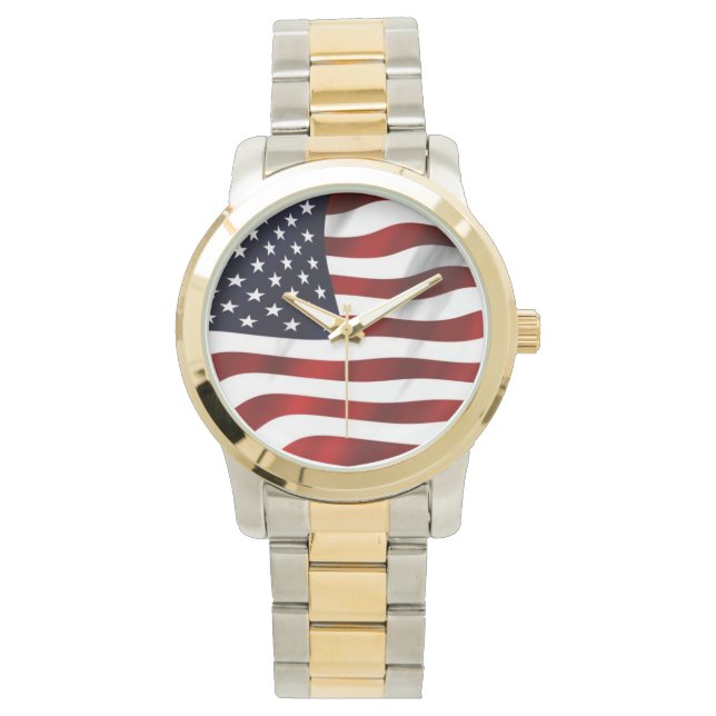 Wave American Flagga Armbandsur (Framsida)